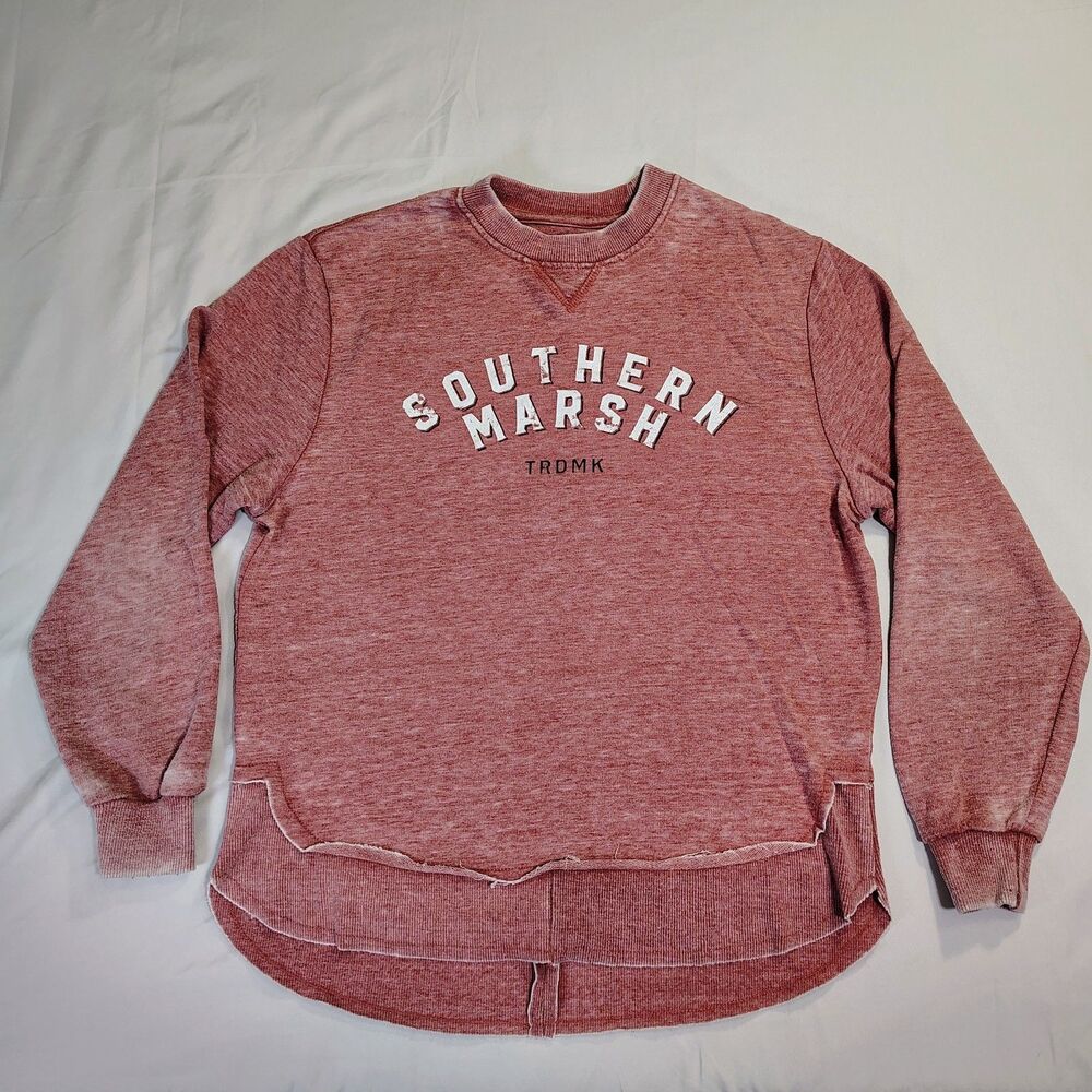 Southern Marsh Seawash Rally Round Bottom Sweatshirt Distressed Red Youth Sz L